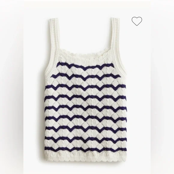 J Crew Striped squareneck crochet tank top NWT Size XXL - Picture 2 of 2